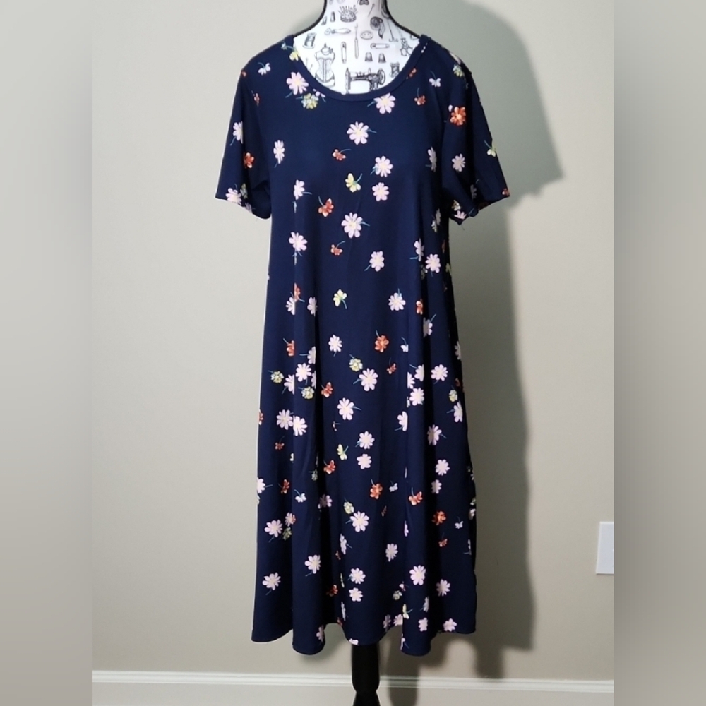 ❤️ LuLaRoe Jessie Easy Fit Swing Dress With Hidden Pockets Floral Design Women S